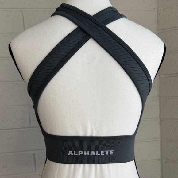 Alphalete Charcoal Ribbed Sports Bra - Picture 3 of 11